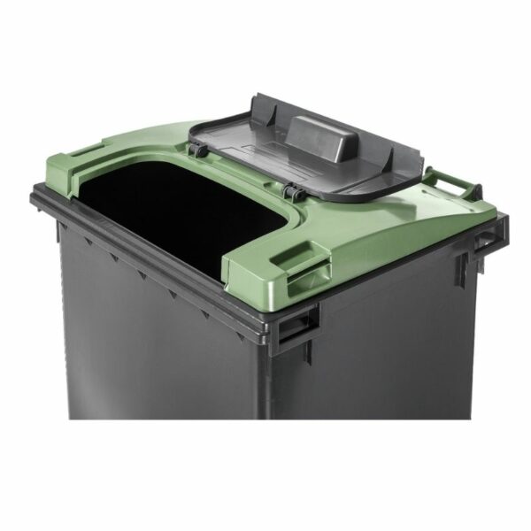 kontener na odpady komunalne klapa w klapie Weber 1100 zielony otwarta klapa