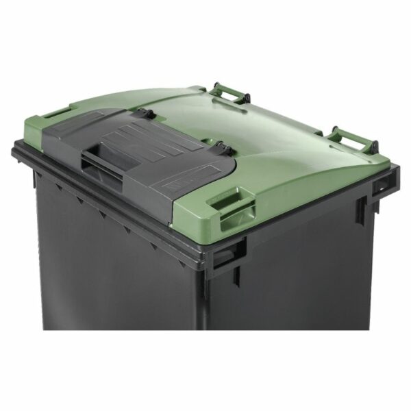 kontener na odpady komunalne klapa w klapie Weber 1100 zielony zamknięta klapa