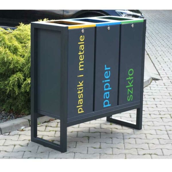 Stacja do segregacji odpadów MODERN GRAFIO UP 3×60 bok