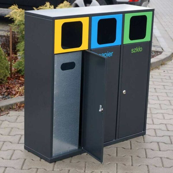 Stacja do segregacji odpadów ROSA KOLOR 3×80 otwarty
