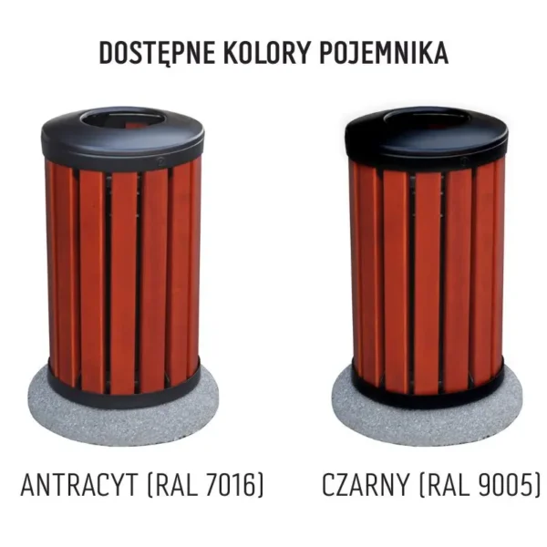 Kosz wolnostojący z betonową podstawą KONSTANT WOOD 45 kolory pojemników