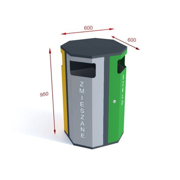 Kosz do segregacji odpadów ROSA KARO COMPACT 4×70 wymiary