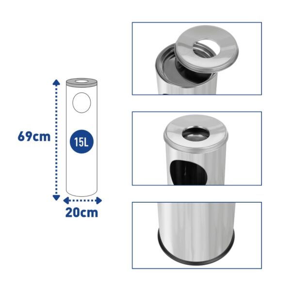 Koszopopielnica ze stali nierdzewnej CIGARETTE PILLAR INOX 15 - detale