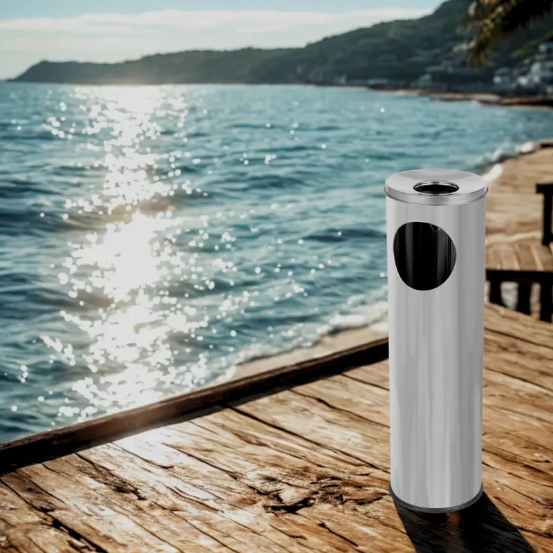 Koszopopielnica ze stali nierdzewnej CIGARETTE PILLAR INOX 15 - wizualizacja Koszopopielnica ze stali nierdzewnej CIGARETTE PILLAR INOX 15 - wizualizacja