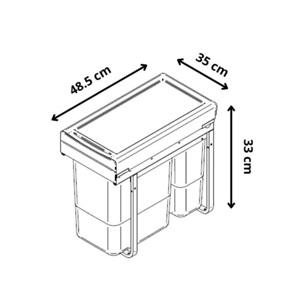 Kosz szafkowy do segregacji JC60 2x15 l wymiary