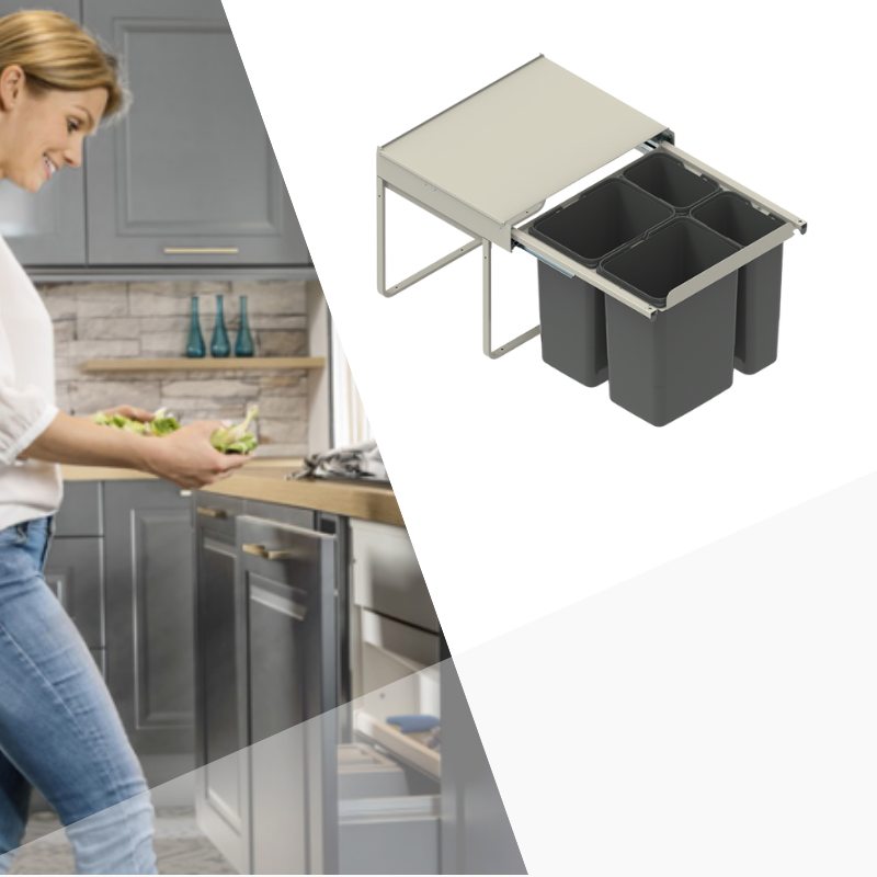 Kosz szafkowy do segregacji wysuwany JC60 2x9L/2x20 idealny do kuchni