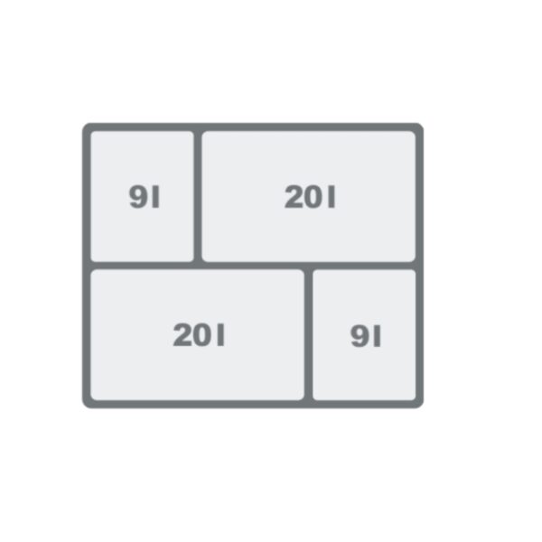 Kosz szafkowy do segregacji wysuwany JC609-60 2x9 2x20 pojemność