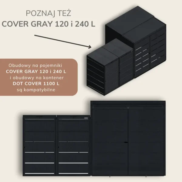 Obudowa na pojemniki komunalne COVER GRAY 120 L / 240 L i obudowa na kontener DOT COVER 1100 L