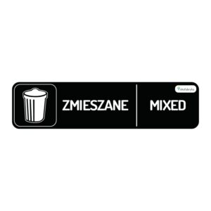 Naklejka na kosz na śmieci po angielsku, wąska WLEPA SLIM 18 x 4.5 cm czarna