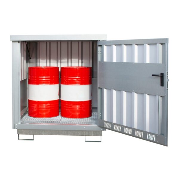 Skład magazynowania materiałów niebezpiecznych z wanną ociekową GD-E 2 248 L - na beczki, kanistry i puszki