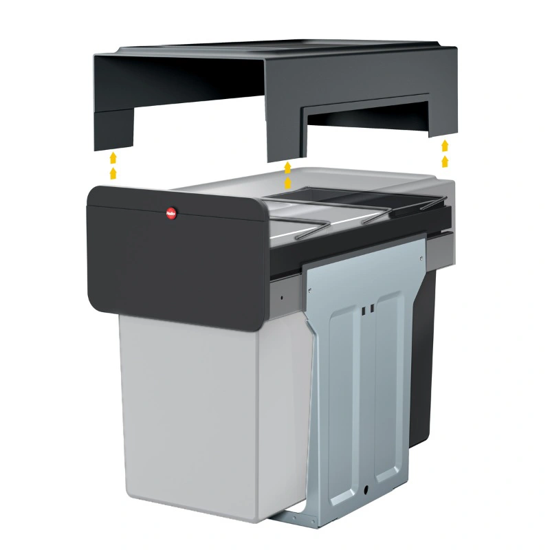 Kosz na śmieci do kuchni, potrójny, szafkowy ECOLINE DESIGN 3 x 10 L pokrywa szary Kosz na śmieci do kuchni, potrójny, szafkowy ECOLINE DESIGN 3 x 10 L pokrywa szary