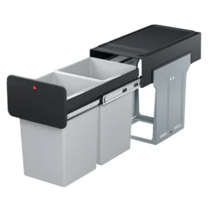 Kosz na śmieci szafkowy, dwukomorowy, wysuwany ECOLINE DESIGN 2 x 14 L