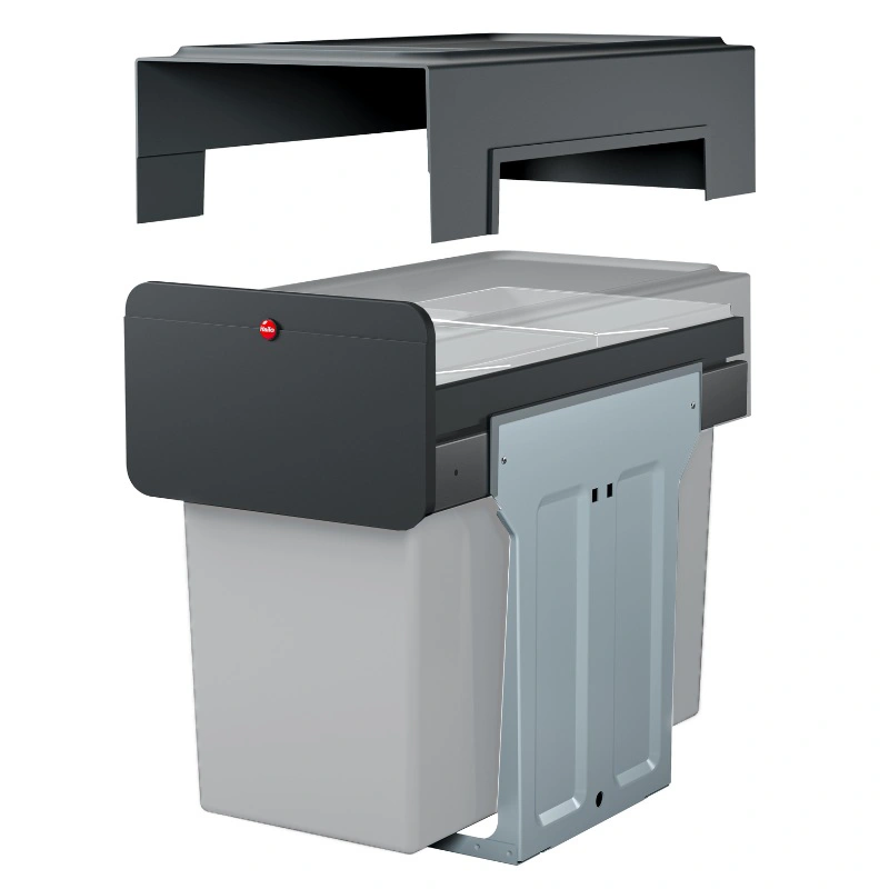 Kosz na śmieci szafkowy, dwukomorowy, wysuwany ECOLINE DESIGN 2 x 14 L