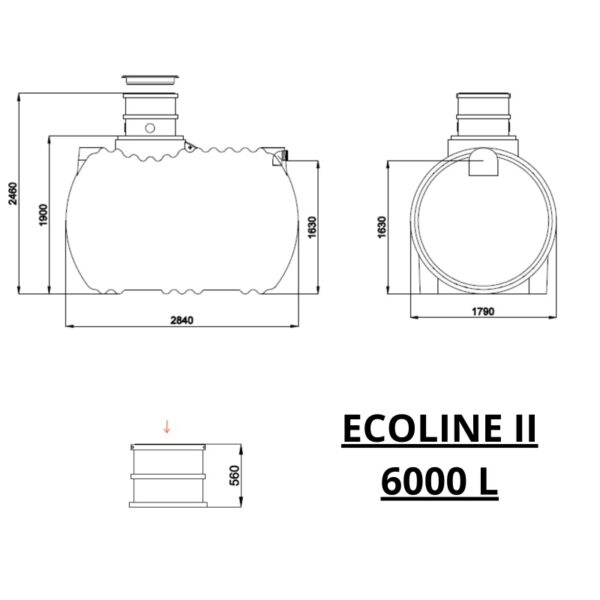 Zbiornik na deszczówkę podziemny ECOLINE II 6000 L wymiary
