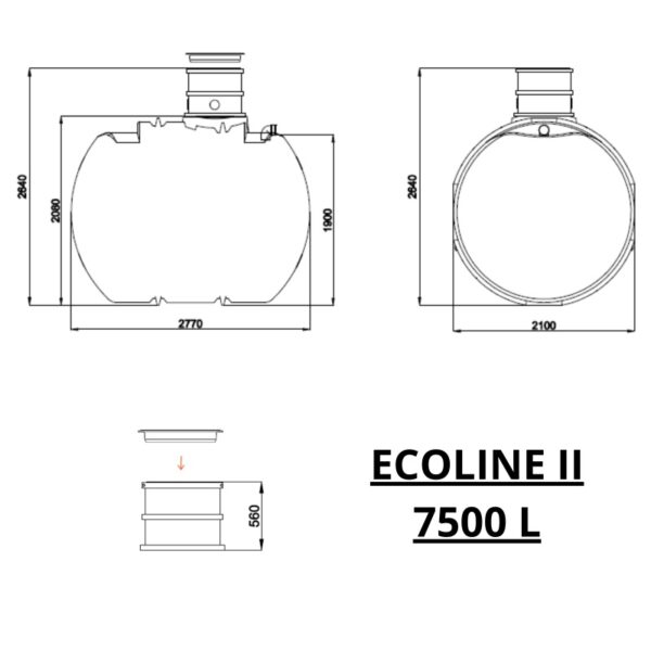 Zbiornik na deszczówkę podziemny ECOLINE II 7500 L wymiary