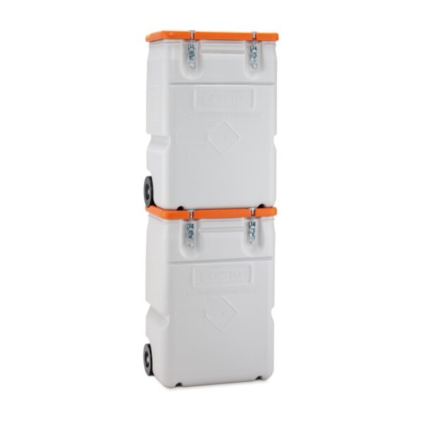 Mobilny pojemnik na materiały niebezpieczne MOBIL-BOX 170 L - pomarańczowy stos