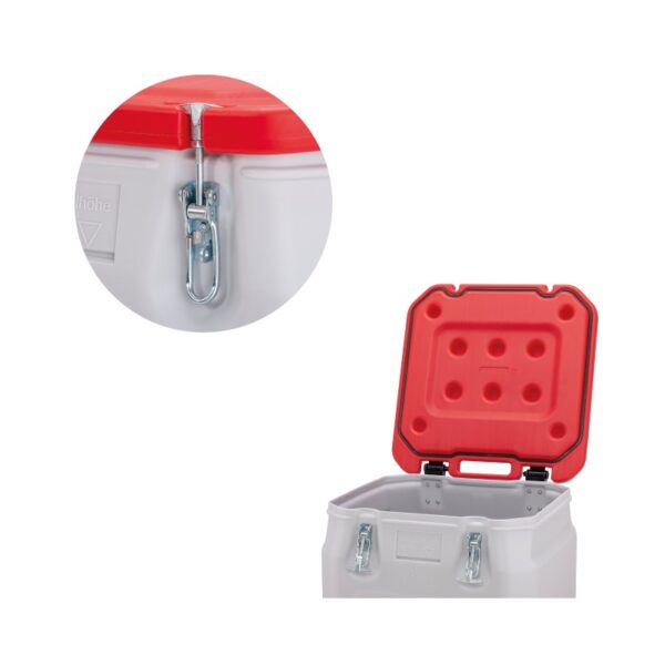 Mobilny pojemnik na materiały niebezpieczne MOBIL-BOX 250 L - czerwony, detale