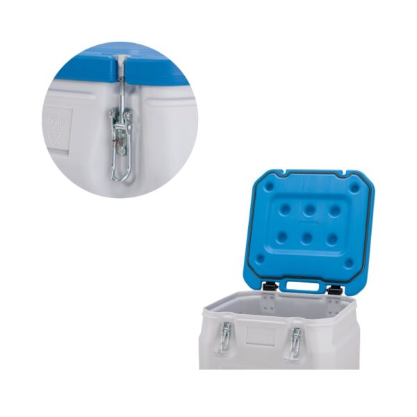 Mobilny pojemnik na materiały niebezpieczne MOBIL-BOX 250 L - niebieski, detale