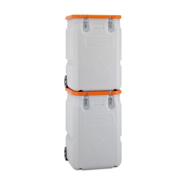 Mobilny pojemnik na materiały niebezpieczne MOBIL-BOX 250 L - pomarańczowy stos