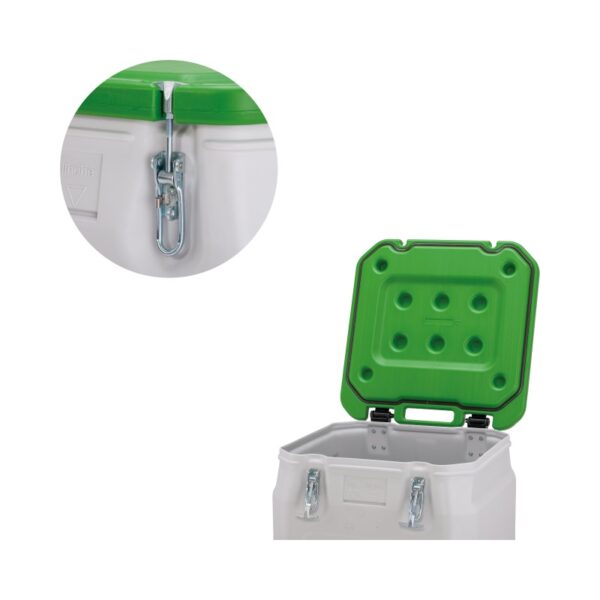 Mobilny pojemnik na materiały niebezpieczne MOBIL-BOX 250 L - zielony, detale