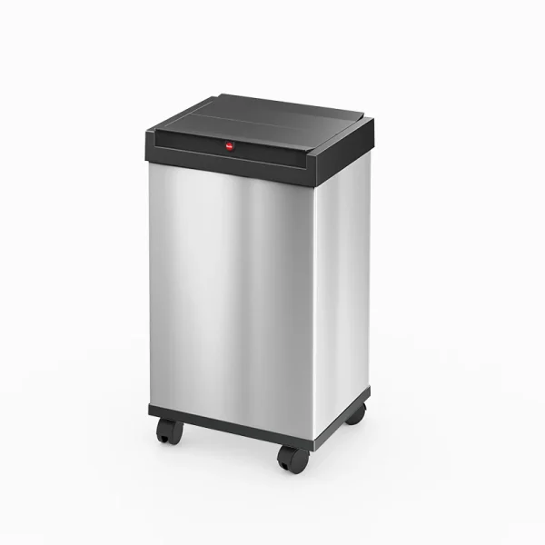 Kosz na śmieci ze stali nierdzewnej na kółkach BIG-BOX SWING L INOX 35L WHEEL