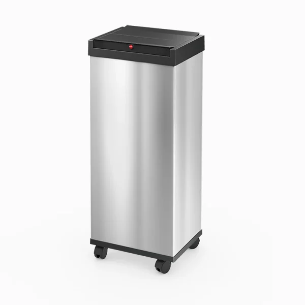 Kosz na śmieci ze stali nierdzewnej na kółkach BIG-BOX SWING XL INOX 52L WHEELS