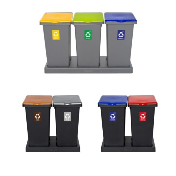 Kosz do segregacji odpadów FLAP BIN GRAY 75 L - zestawy