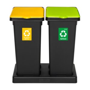 Zestaw do segregacji odpadów FLAP BIN BLACK SET 2x53 - żółty i zielony