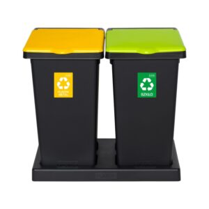 Zestaw do segregacji odpadów FLAP BIN BLACK SET 2x75 - żółty i zielony