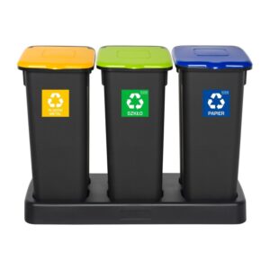 Zestaw do segregacji odpadów FLAP BIN BLACK SET 3x53 - żółty, zielony i niebieski