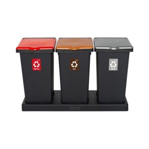 Zestaw do segregacji odpadów FLAP BIN BLACK SET 3x75 - czerwony, brązowy i srebrny