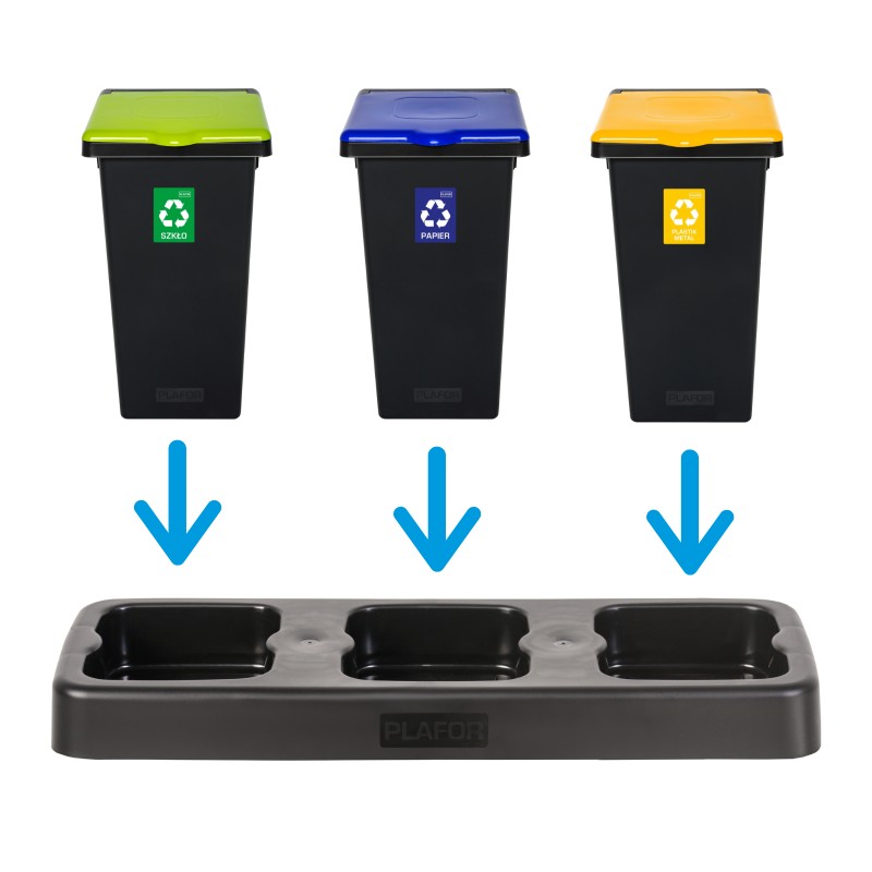 Zestaw do segregacji odpadów FLAP BIN BLACK SET 3x75 - podstawa