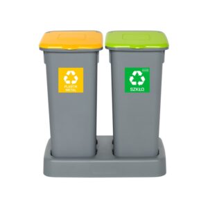 Zestaw do segregacji odpadów FLAP BIN GRAY SET 2x20 - żółty i zielony