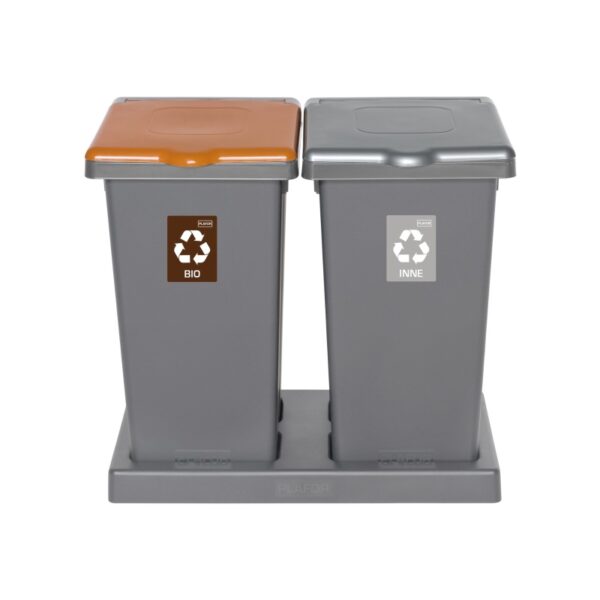 Zestaw do segregacji odpadów FLAP BIN GRAY SET 2x75 - brązowy i szary