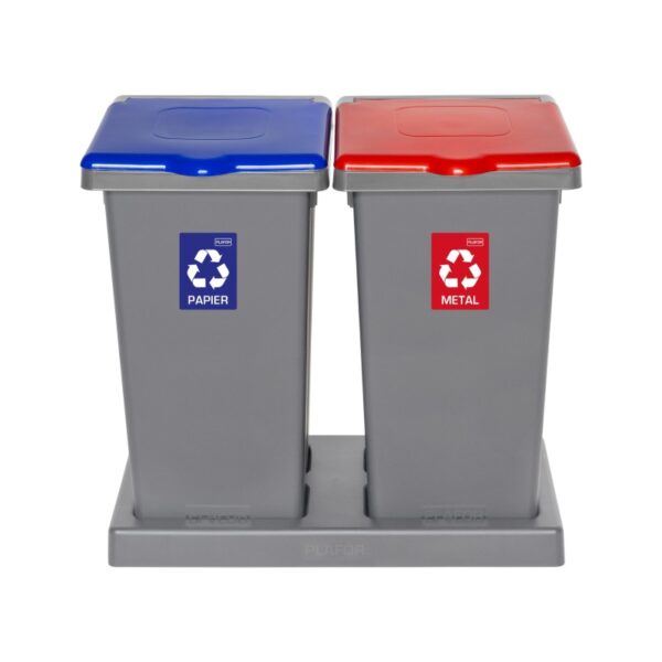 Zestaw do segregacji odpadów FLAP BIN GRAY SET 2x75 - niebieski i czerwony