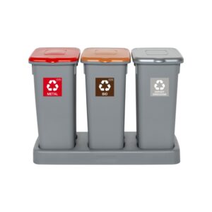 Zestaw do segregacji odpadów FLAP BIN GRAY SET 3x20 - czerwony, brązowy i srebrny