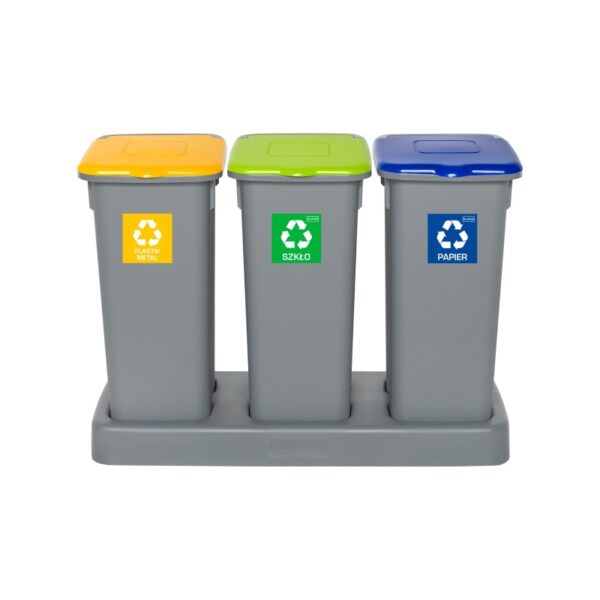 Zestaw do segregacji odpadów FLAP BIN GRAY SET 3x20 - żółty, zielony i niebieski