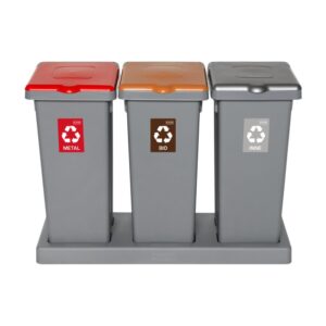 Zestaw do segregacji odpadów FLAP BIN GRAY SET 3x53 - czerwony, brązowy i srebrny