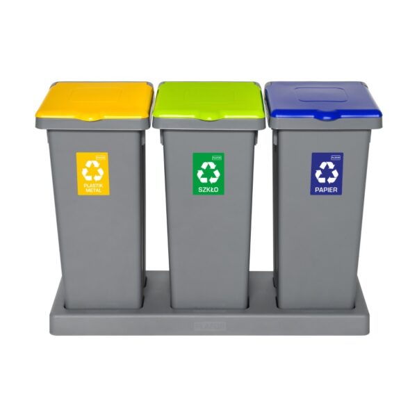 Zestaw do segregacji odpadów FLAP BIN GRAY SET 3x53 - żółty, zielony i niebieski