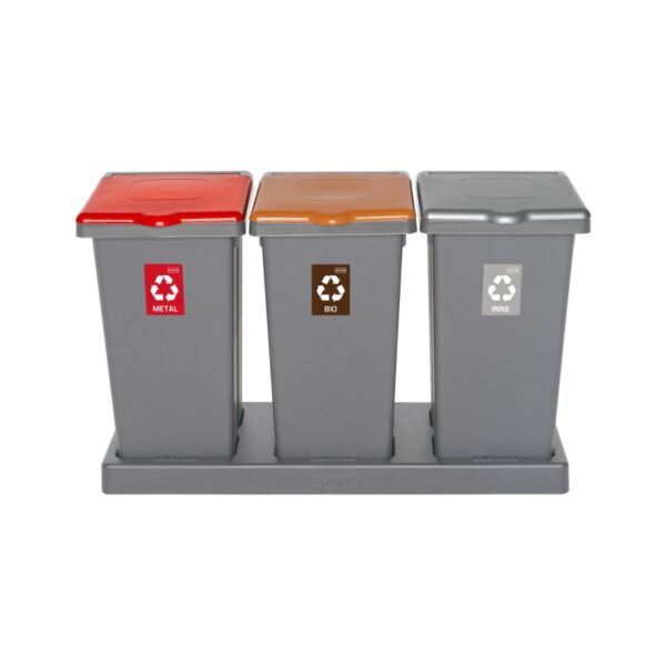 Zestaw do segregacji odpadów FIT BIN GRAY SET 3x75 - czerwony, brązowy i srebrny