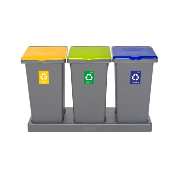 Zestaw do segregacji odpadów FIT BIN GRAY SET 3x75 - żółty, zielony i niebieski