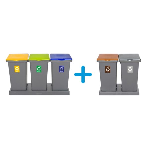 Zestaw do segregacji odpadów FLAP BIN GRAY SET 5x75