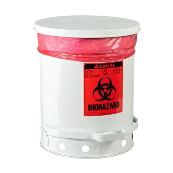 Pojemnik na odpady stwarzające zagrożenie biologiczne BIOHAZARD 38 L - biały