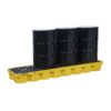 Paleta wychwytowa z odpływem, na 4 beczki ECO POLY BLEND HDPE 4-D 284 L - żółta