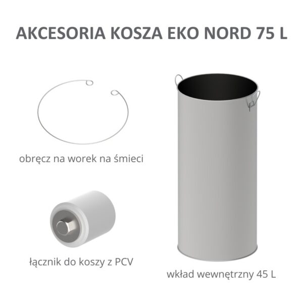 Kosz do segregacji odpadów EKO NORD 75 L - akcesoria