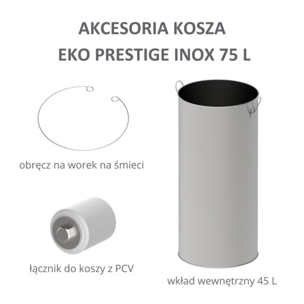 Kosz do segregacji odpadów EKO PRESTIGE INOX 75 L - akcesoria