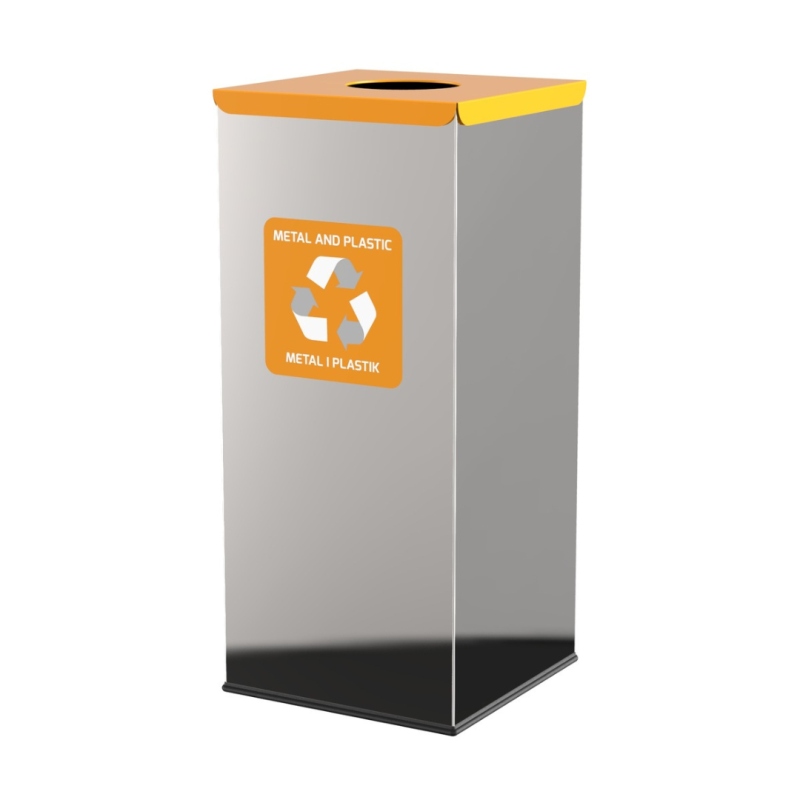 Kosz do segregacji odpadów ze stali nierdzewnej EKO SQUARE PRESTIGE INOX 60 L - żółty Kosz do segregacji odpadów ze stali nierdzewnej EKO SQUARE PRESTIGE INOX 60 L - żółty
