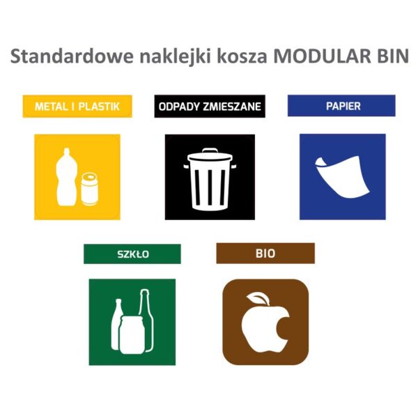 Kosz do segregacji odpadów MODULAR BIN 70 L - naklejki