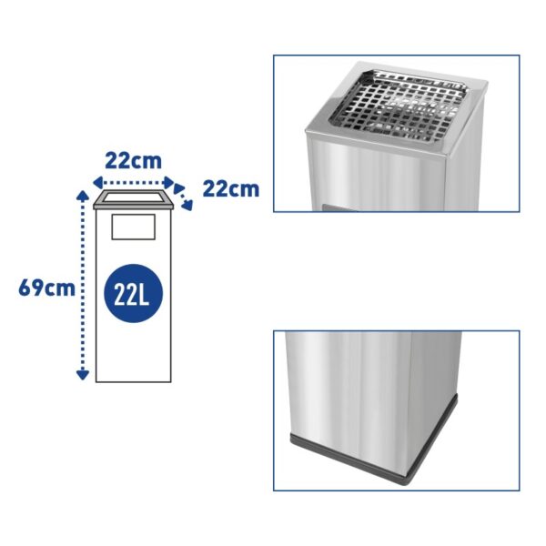 Koszopopielnica ze stali nierdzewnej MIRAGE INOX 22 L - detale