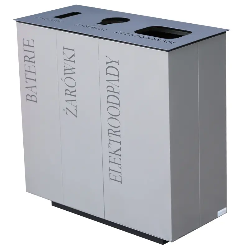 Pojemnik na zużyte baterie, żarówki i elektroodpady ELEKTRIK 75 - bokiem Pojemnik na zużyte baterie, żarówki i elektroodpady ELEKTRIK 75 - bokiem